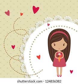 Romantic card with little girl