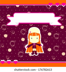 Romantic card with little girl
