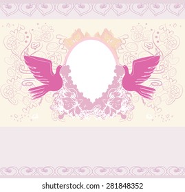 romantic card with love birds - Wedding Invitation