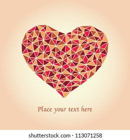 Romantic card with mosaic heart and place for your text