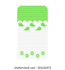 Romantic card, note, sticker, label, tag with cute ornaments