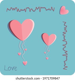 Romantic card with paper style effect