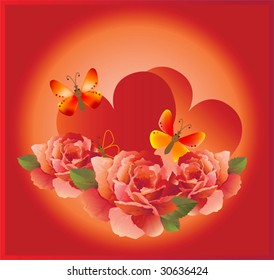 romantic card with red rose