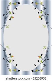 romantic card with silver lines and oval center