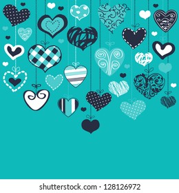 Romantic card with stylized hearts