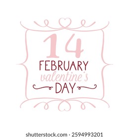 Romantic Card Template. Valentine's Day Hand Lettering Design.