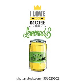 Romantic card with text and vodka. Vector illustration. Sketch style.