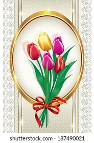 romantic card with tulips