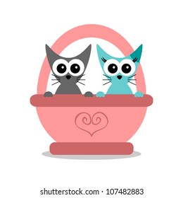 Romantic card with two cats