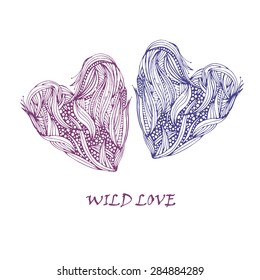 Romantic card with two hearts.