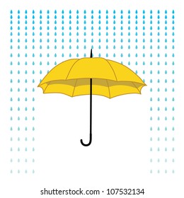 Romantic card with umbrella and rain. Vector illustration