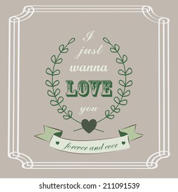 Romantic card in vintage style with flowers element