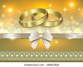 romantic card with wedding rings