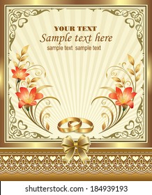 romantic card with wedding rings