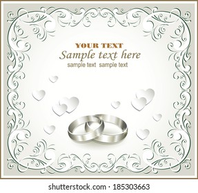 romantic card with wedding rings