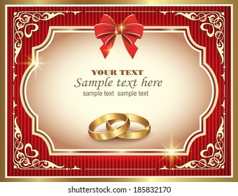romantic card with wedding rings
