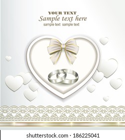 romantic card with wedding rings