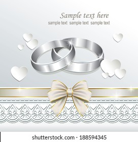 romantic card with wedding rings