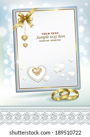 romantic card with wedding rings