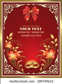 romantic card with wedding rings