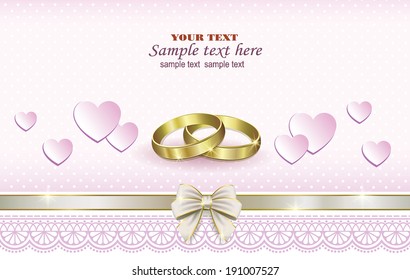 romantic card with wedding rings