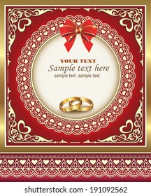 romantic card with wedding rings