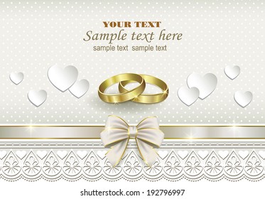 romantic card with wedding rings