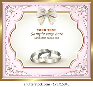 romantic card with wedding rings