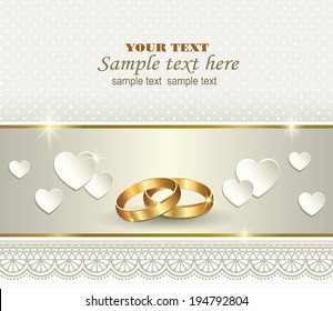 romantic card with wedding rings