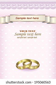 romantic card with wedding rings