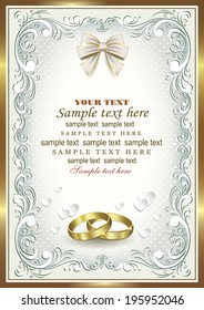 romantic card with wedding rings