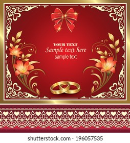 romantic card with wedding rings