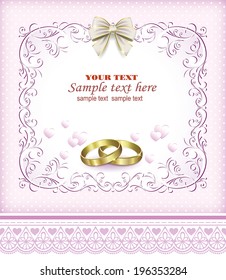 romantic card with wedding rings