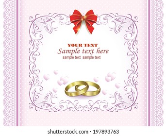 romantic card with wedding rings