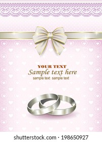 romantic card with wedding rings