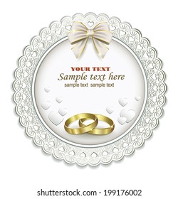 romantic card with wedding rings