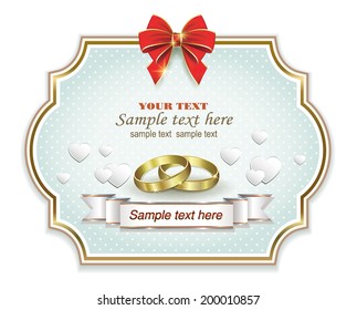 romantic card with wedding rings