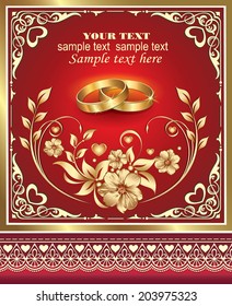 romantic card with wedding rings