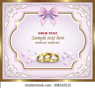 romantic card with wedding rings