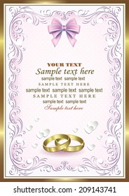 romantic card with wedding rings