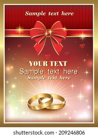 Tarjeta romántica con anillos de boda