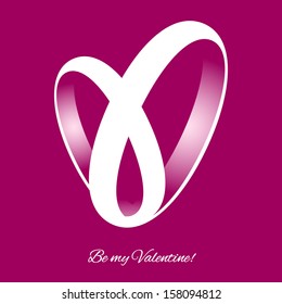 Romantic card with white heart on the red background. Designed for Valentine's Day or for marriage.