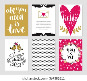 Colección de tarjetas románticas. Afiches vectoriales sobre el tema del amor.