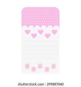 Romantic cards note, sticker, label, tag with cute ornaments