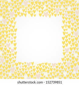 Romantic cartoon border. Cute love hearts frame for invitations, gift card, stationery or your design. Vector illustration