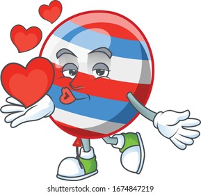 A romantic cartoon character of independence day balloon with a heart
