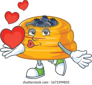 A romantic cartoon character of kataifi with a heart