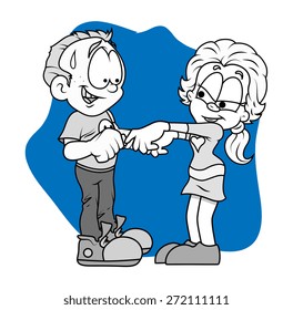 Romantic Cartoon Couple Vector Drawing