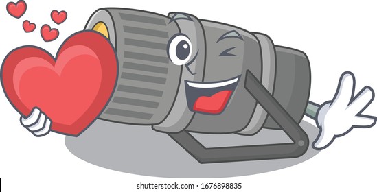 A romantic cartoon design of underwater flashlight holding heart