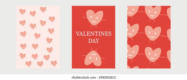 Dibujo plano romántico con elementos escandinavos adorables para el Día de San Valentín. Te encanta la tarjeta de saludo. Ilustración del vector modificable.	